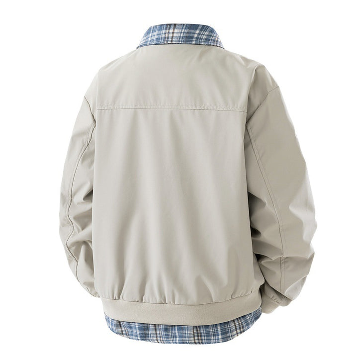 Men's casual two-layer short jacket in a layered look with plaid lining Mune Fashion