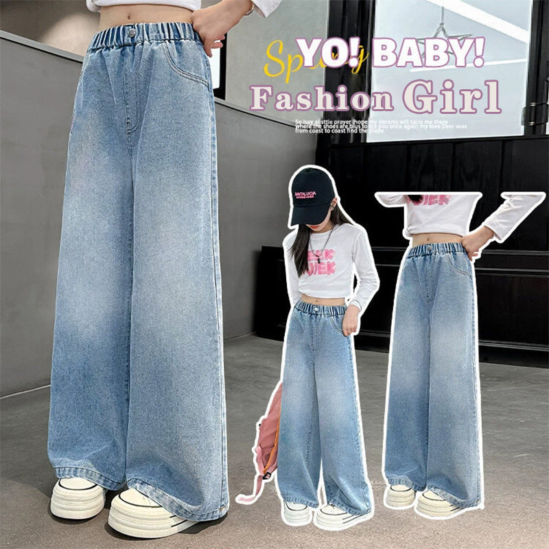 Women wide jeans with elastic waistband and high rise Mune Fashion