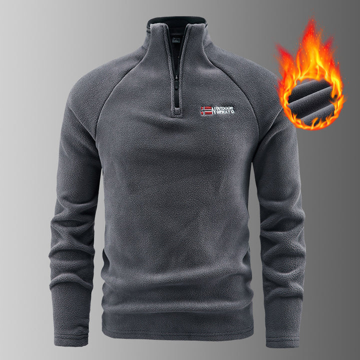 Men's warming microfleece pullover with half-zip, ergonomic raglan sleeves, and cozy interior structure Mune Fashion