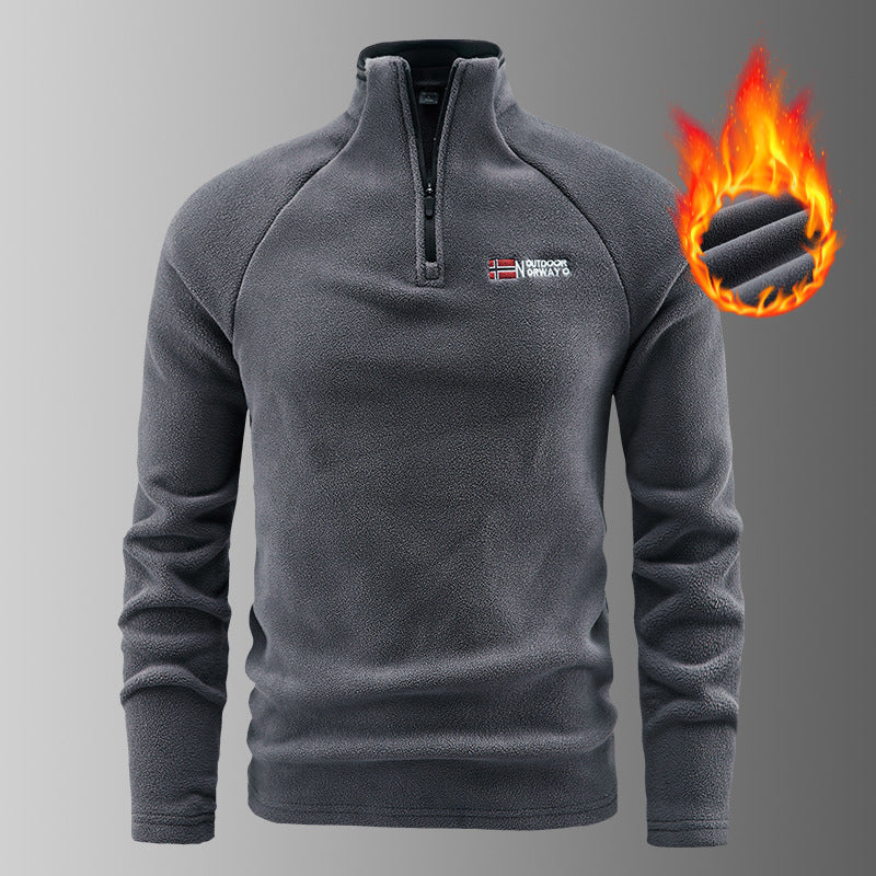 Men's warming microfleece pullover with half-zip, ergonomic raglan sleeves, and cozy interior structure Mune Fashion
