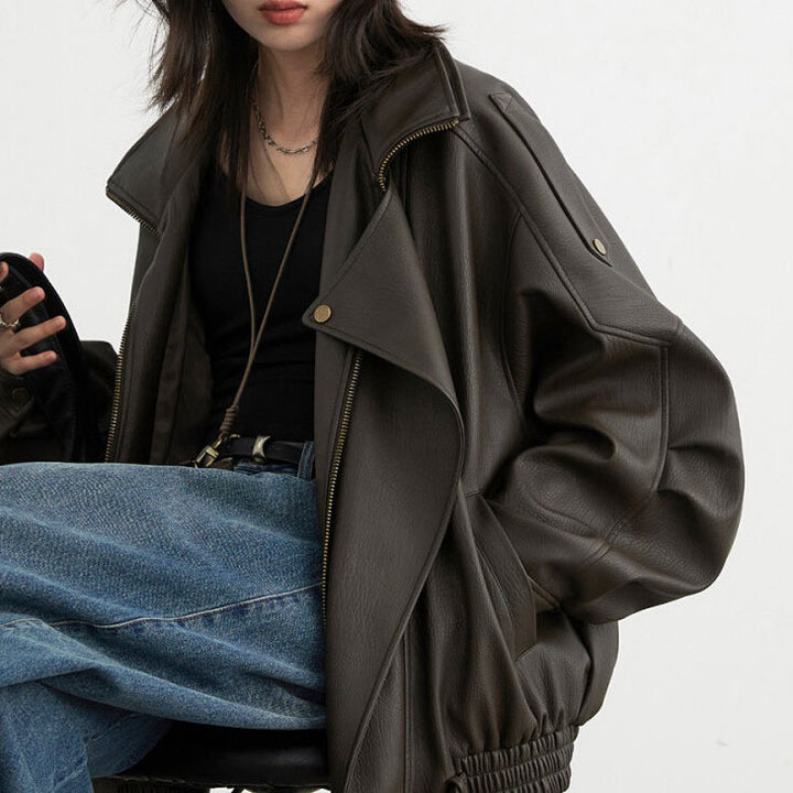 Women's Stylish Leather Jacket Mune Fashion