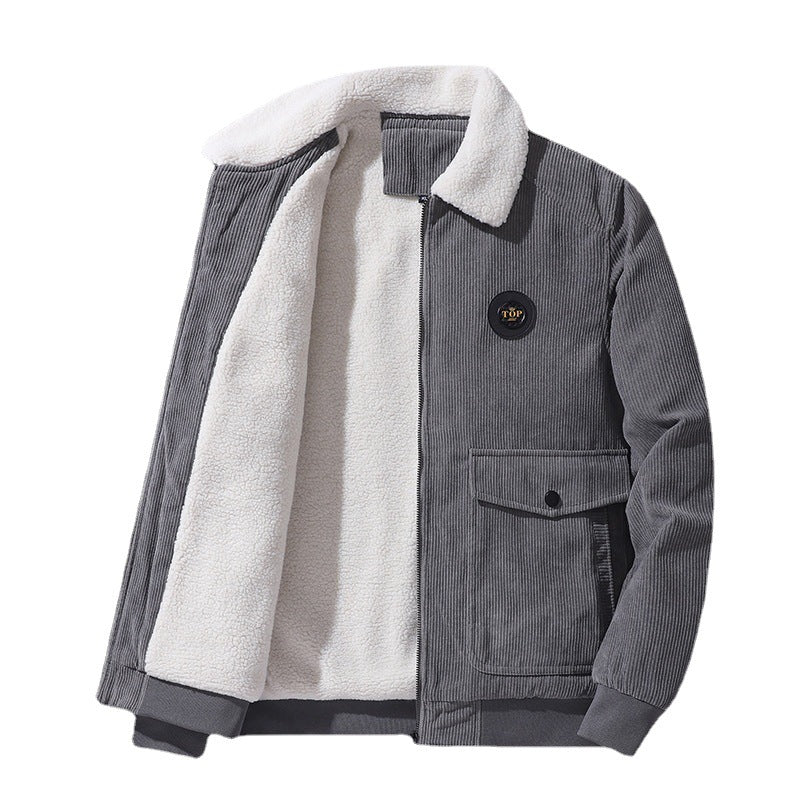 Men's cord jacket with continuous sherpa lining and patch pockets Mune Fashion