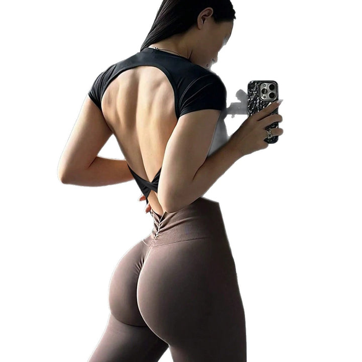 Women’s Sporty Crop Top with Open Back Mune Fashion