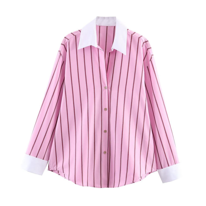 Women's oversized shirt with contrast collar and cuffs Mune Fashion