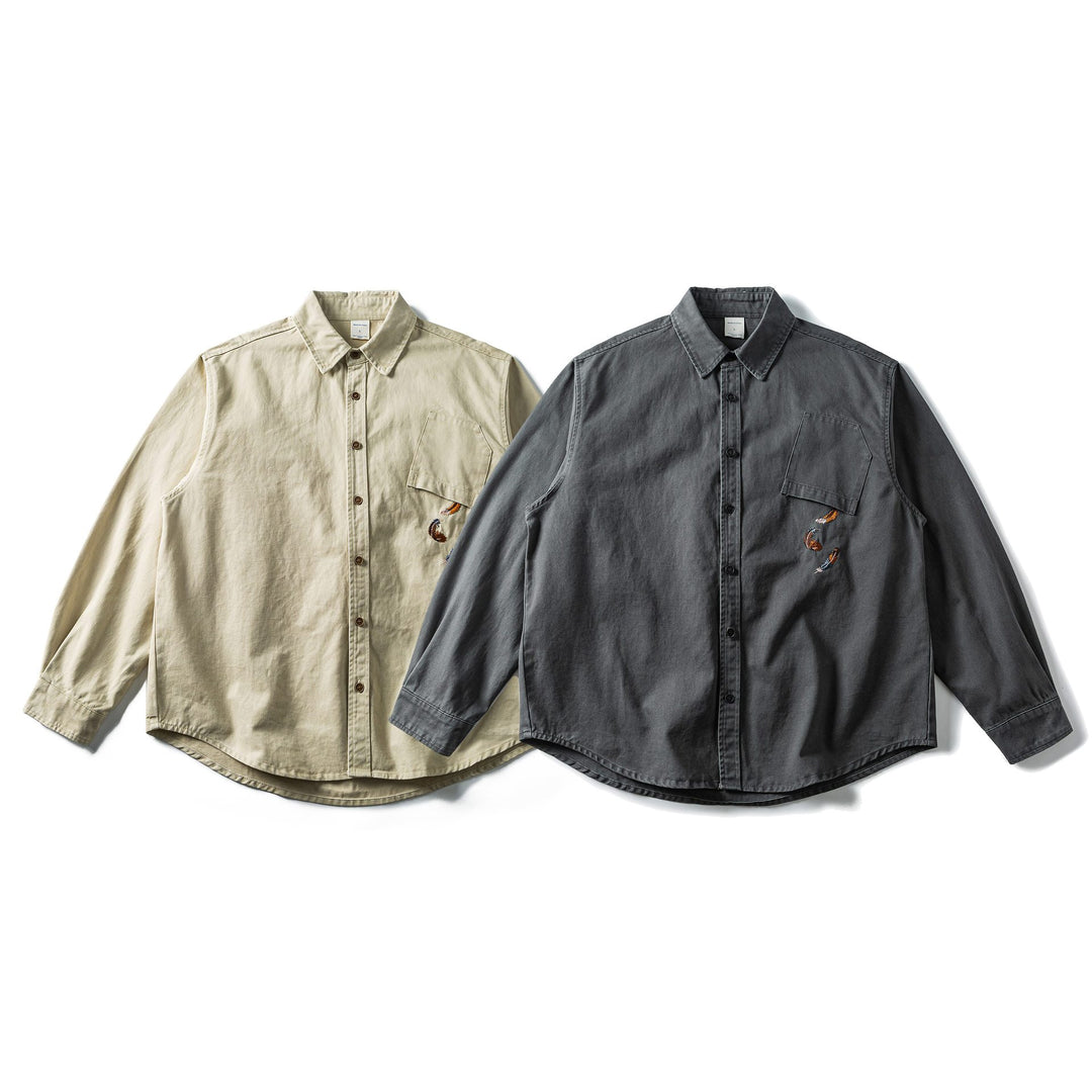 Men's Oversized Cotton Overshirt with Embroidery and Chest Pocket Mune Fashion