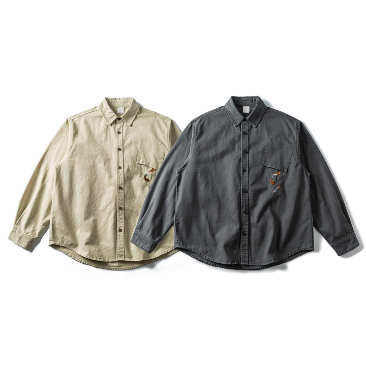 Men's Oversized Cotton Overshirt with Embroidery and Chest Pocket Mune Fashion
