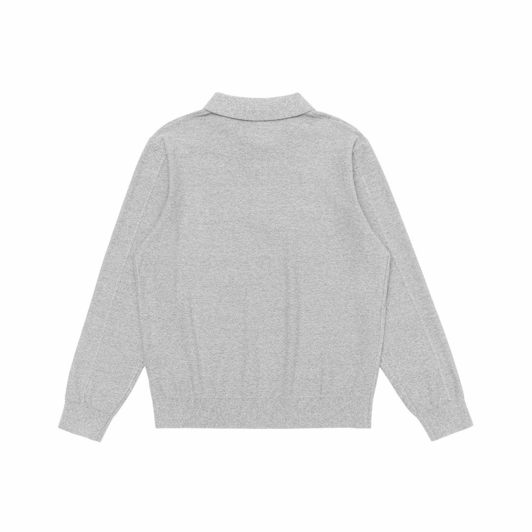 Unisex fine structure polo knitted sweater with shirt collar and ribbed hem Mune Fashion