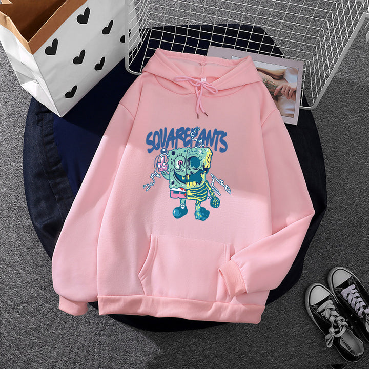 Women’s soft oversized hoodie with kawaii mushroom frog print, kangaroo pocket, and ribbed cuffs Mune Fashion