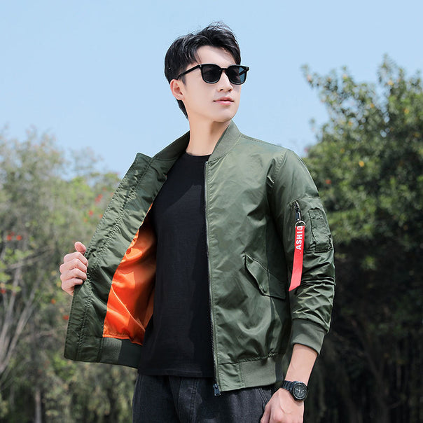 Men's nylon flight jacket with luminous inner lining and utility arm pocket Mune Fashion
