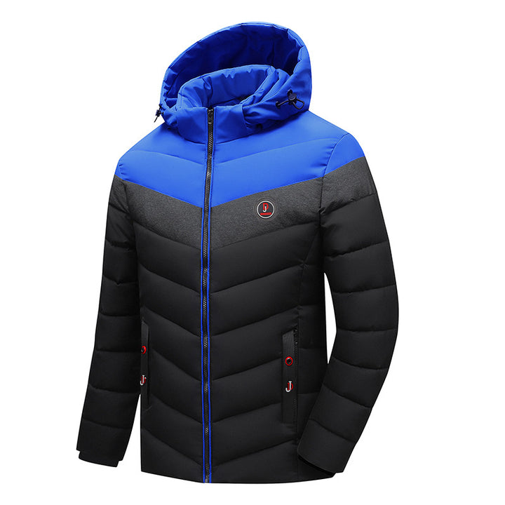 Men's Quilted Anorak with Hood and Padded Chevron Insulation Jacket Mune Fashion