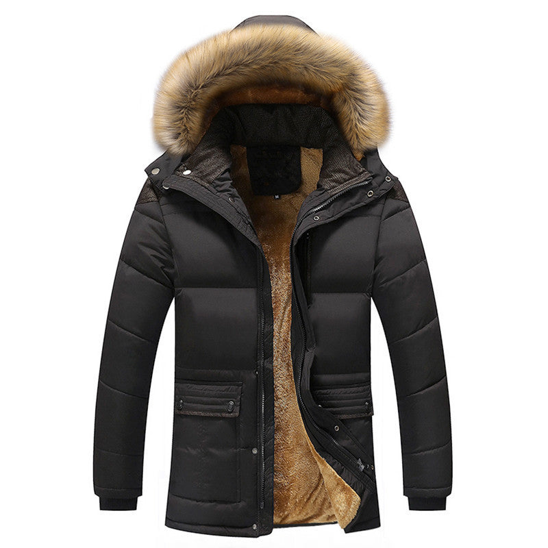 Men's parka with warming plush lining and removable faux fur hood Mune Fashion