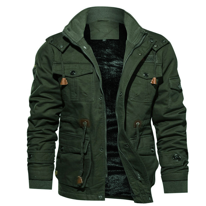 Men's Multifunctional Canvas Parka with Teddy Lining, Drawstring and Multi-Pockets Mune Fashion