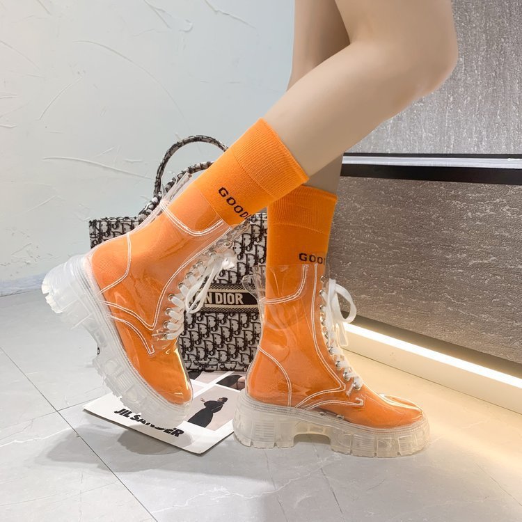 Women Transparent Platform High-Top Boots with Colored Insole Mune Fashion