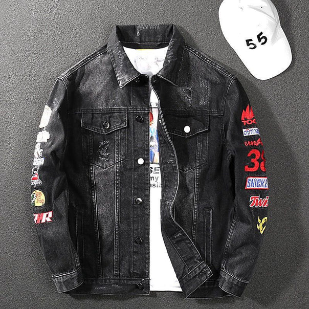 Men's Fashion Jeans Jacket with Creative Embroidery Mune Fashion