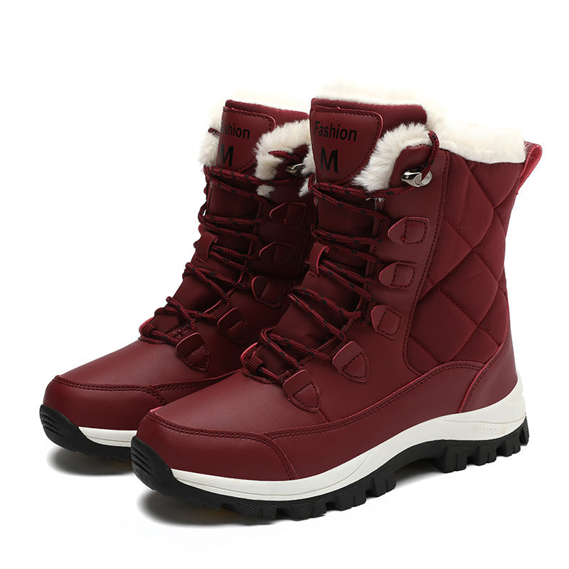 Ladies thermal snow boots with quilted insulation, teddy lining, and grippy profile sole Mune Fashion