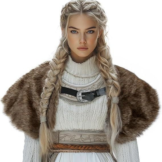 Women's Short Faux Fur Shoulder Cape with Bolero-Like Silhouette Mune Fashion