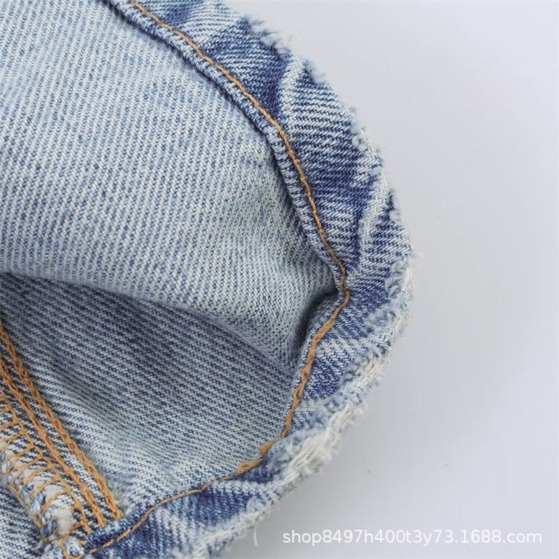 Women Wide High-Waist Jeans with Side Slit Inserts and Skirt Effect Mune Fashion