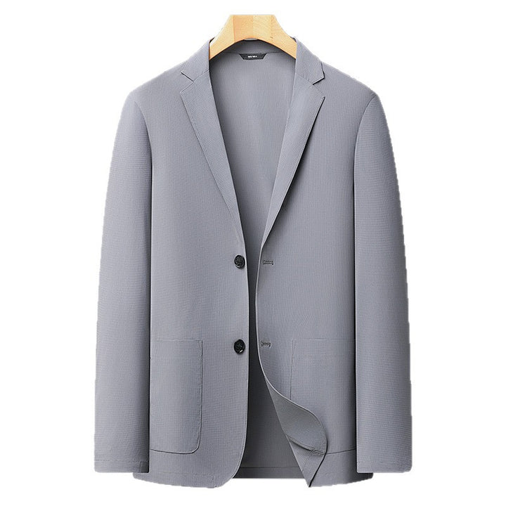 Men's Lightweight Structured Knit Blazer with Patch Pockets and Flexible Stretch Mune Fashion