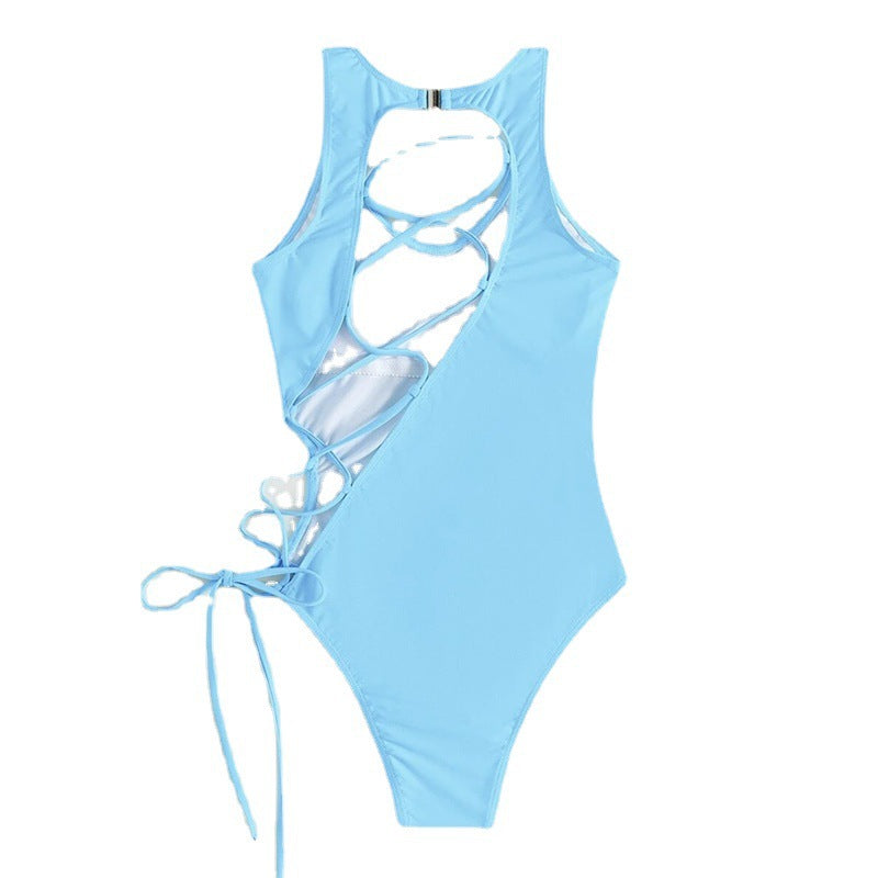 Women's one-piece swimsuit with modern cut-outs and side lacing details Mune Fashion