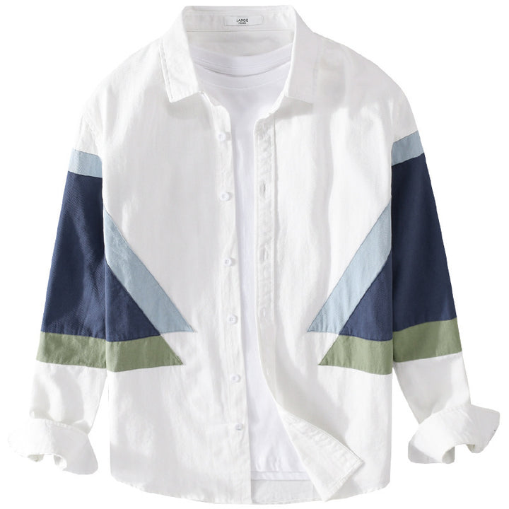 Men's colorblock shirt made of cotton blend with long sleeves and contrasting panels Mune Fashion