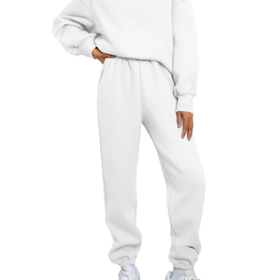 Women two-piece comfort loungewear set with oversized round neck, high-cut jogging pants and elastic ankle cuff Mune Fashion