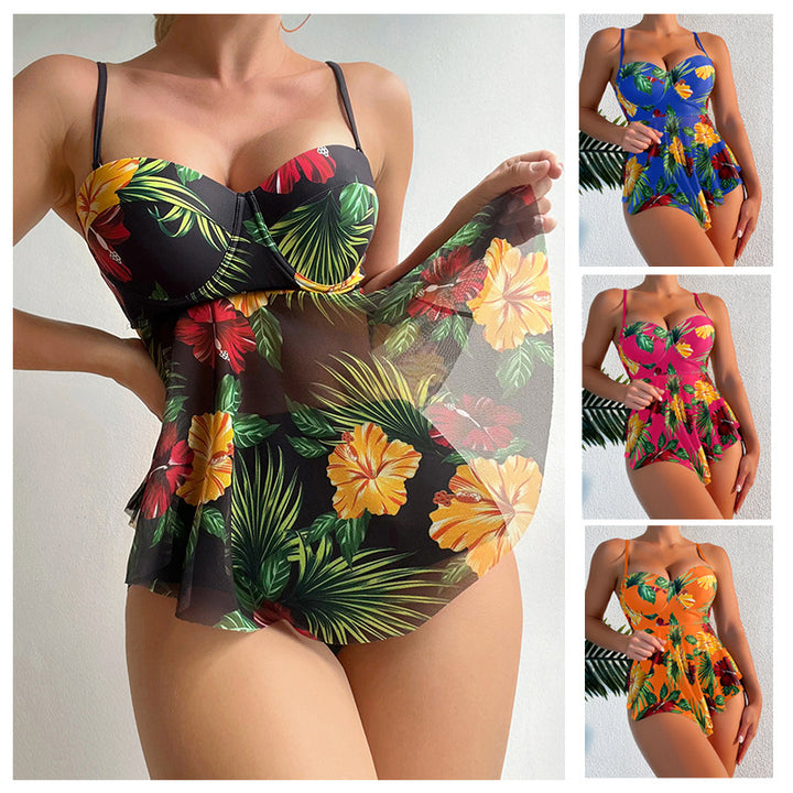 Women's swimsuit with ruffles and floral print Mune Fashion