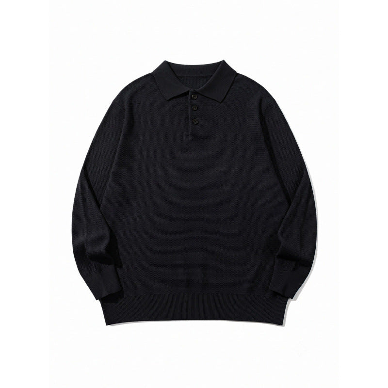 Unisex Boxy Fine Knit Polo Shirt with Henley Placket, Ribbed Cuffs and Raglan Sleeves Mune Fashion