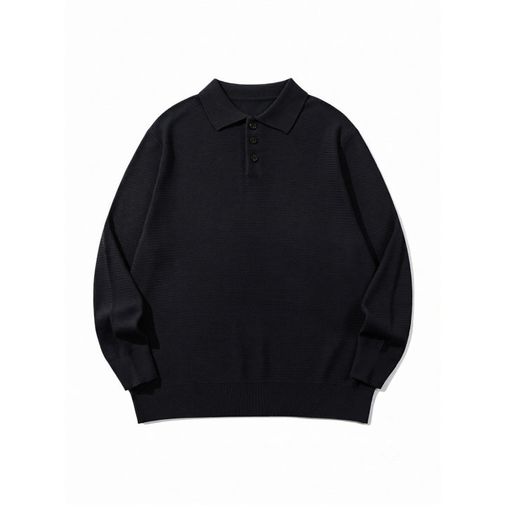 Unisex Boxy Fine Knit Polo Shirt with Henley Placket, Ribbed Cuffs and Raglan Sleeves Mune Fashion