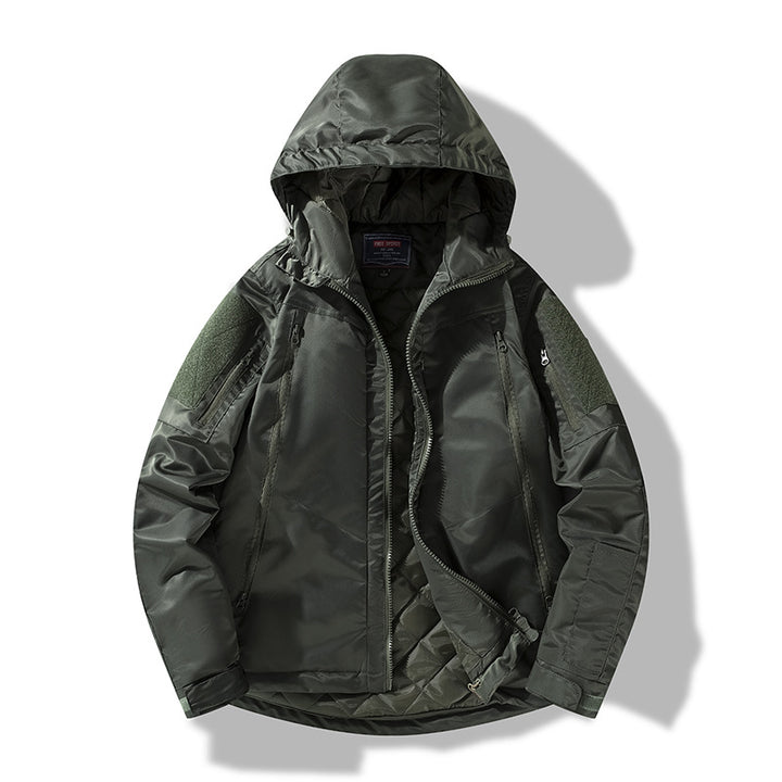 Men's quilted tactical winter jacket with hood and water-repellent outer material Mune Fashion