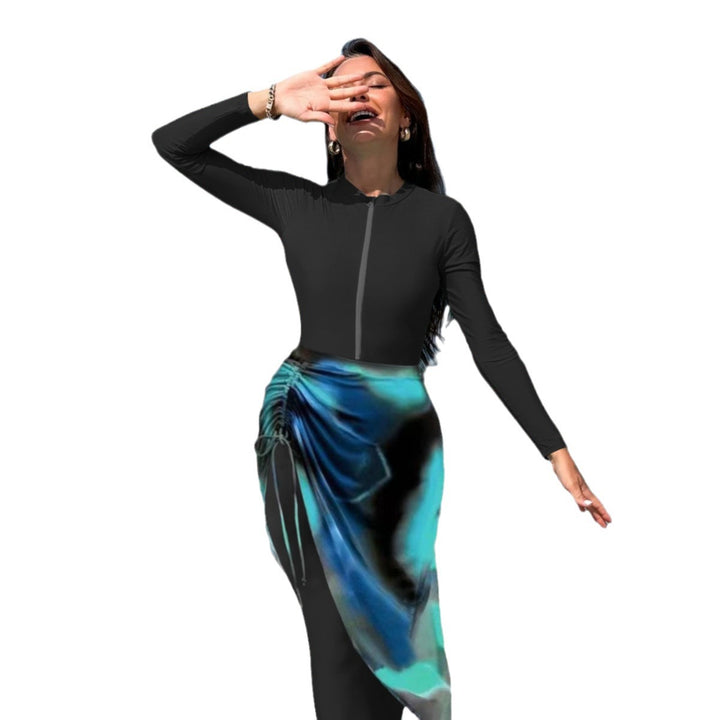Ladies sporty long sleeve surf suit with sophisticated wrap details Mune Fashion
