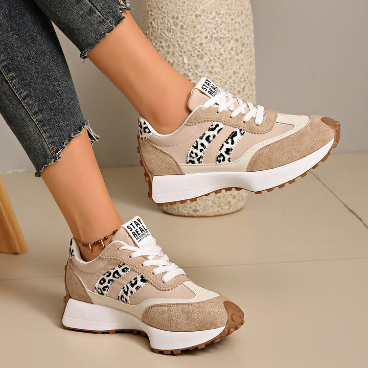 Ladies Retro Platform Sneaker with Velvet and Mesh Mix Mune Fashion