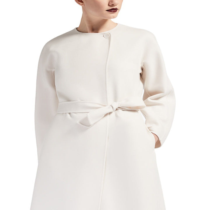 Women Oversize Coat with Round Neck and Concealed Button Placket Mune Fashion