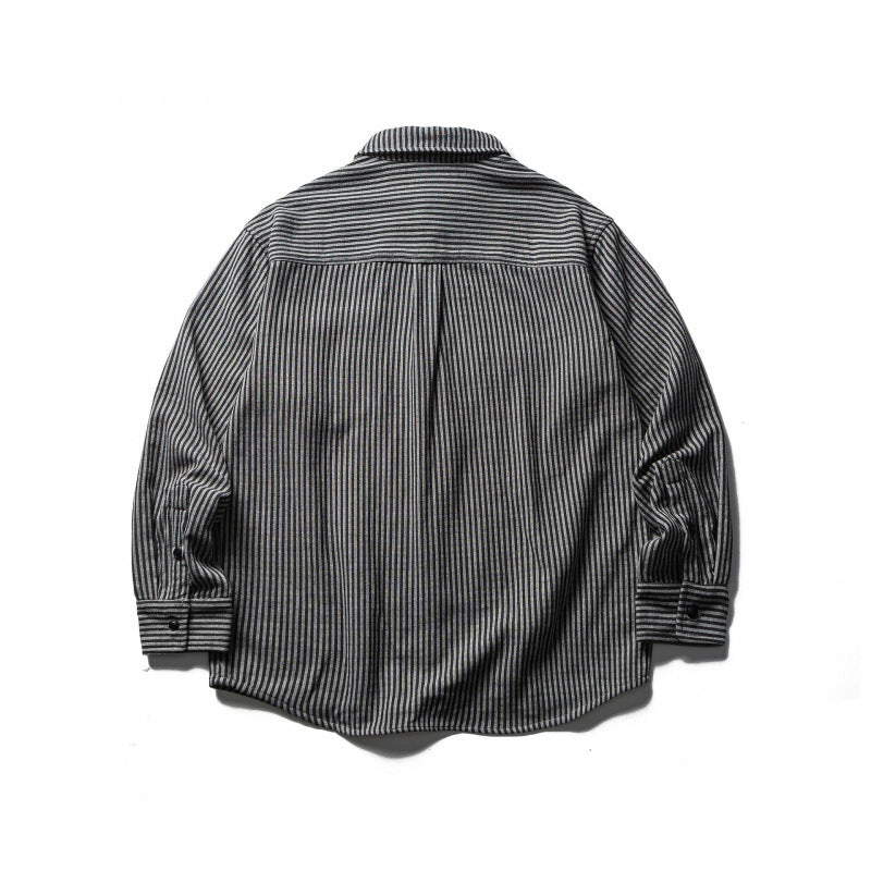 Men's Striped Oversized Shirt made of Washed Cotton Blend with Chest Pocket Mune Fashion