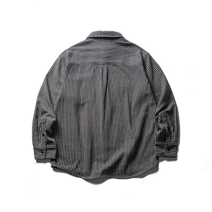 Men's Striped Oversized Shirt made of Washed Cotton Blend with Chest Pocket Mune Fashion