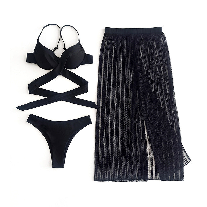 Women's Bikini Set with Elegant Sheer Skirt Mune Fashion