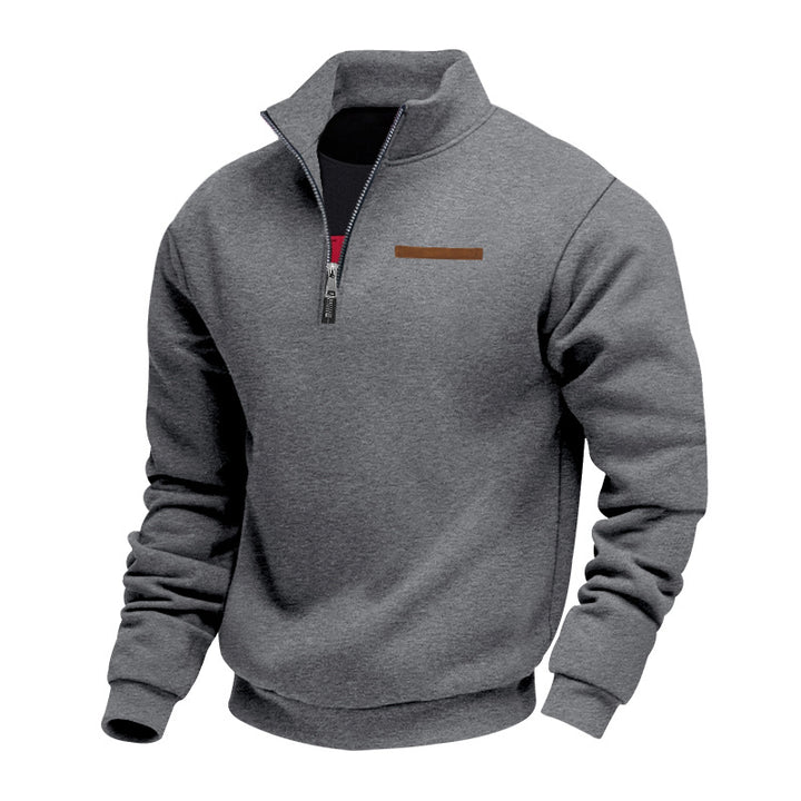Men's comfortable half-zip fleece pullover with stand-up collar and elastic cuffs Mune Fashion