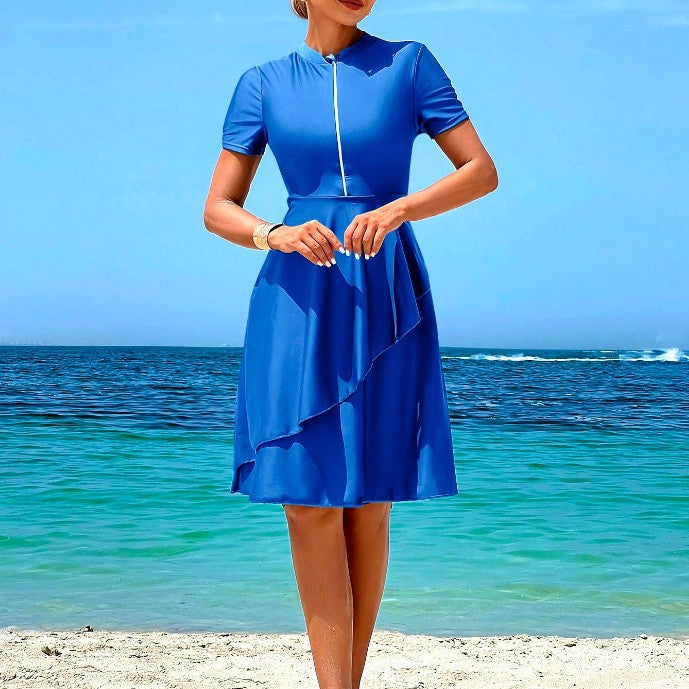 Ladies Elegant Beach Dress with Ruffles Mune Fashion