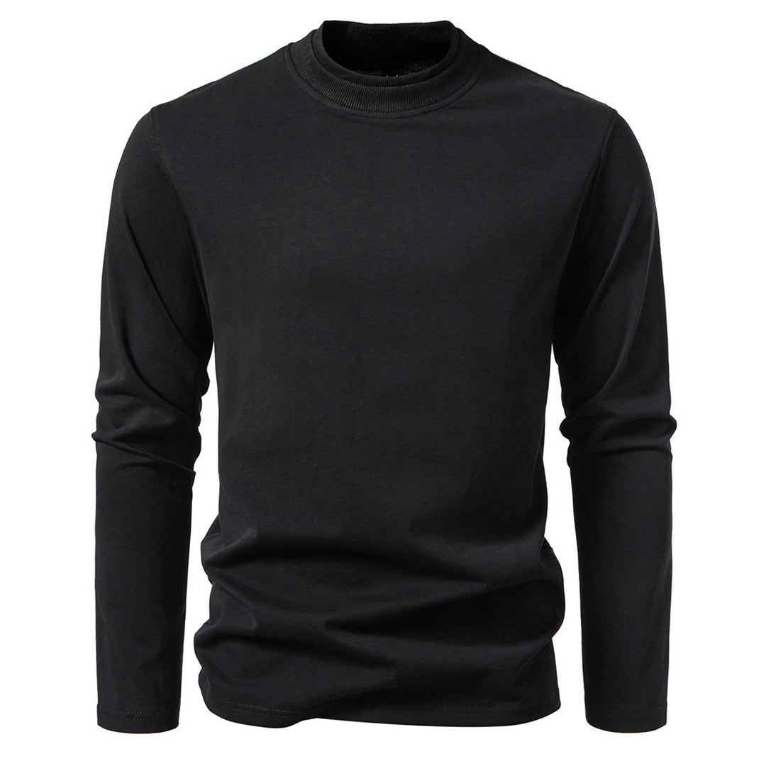 Men's Long Fine Knit Shirt with Mock Neck, Ribbed Collar and Slim Silhouette Mune Fashion