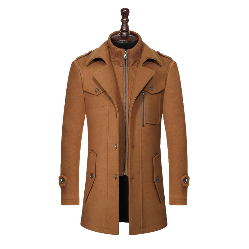 Men's coat made of wool blend with integrated zip inner layer and epaulets Mune Fashion