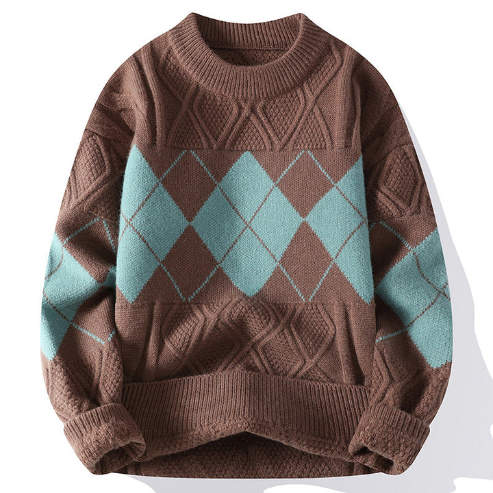 Men's knit sweater with diamond-shaped pattern Mune Fashion