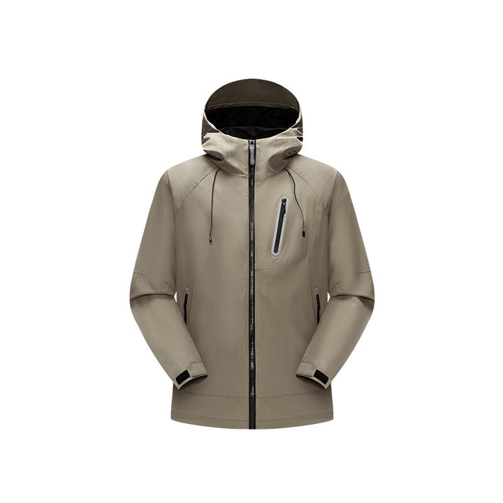 Men's Waterproof Softshell Rain Jacket with Adjustable Hood and Chest Zip Drune