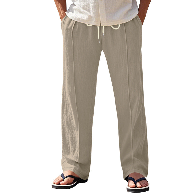 Men's nano relaxed-fit summer linen trousers with crease elastic drawstring and side pockets Mune Fashion