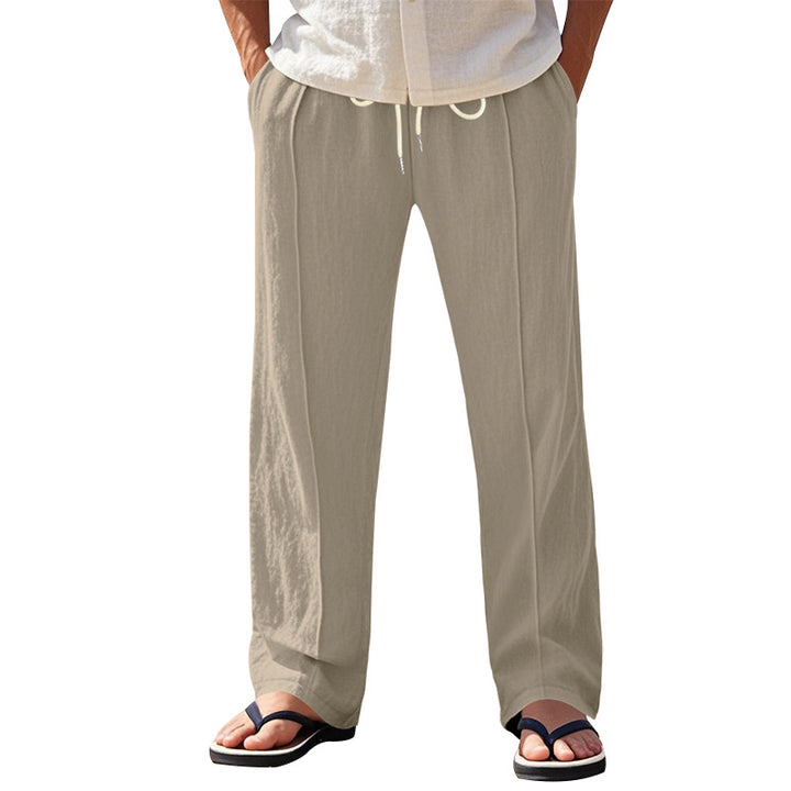 Men's nano relaxed-fit summer linen trousers with crease elastic drawstring and side pockets Mune Fashion