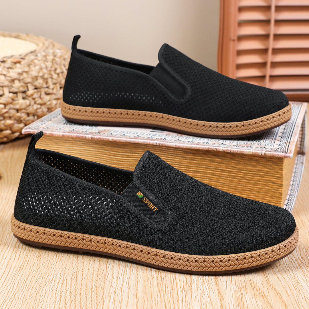 Men's breathable knit slip-on loafer with elastic entry, braided decorative sole, and padded comfort insole Mune Fashion