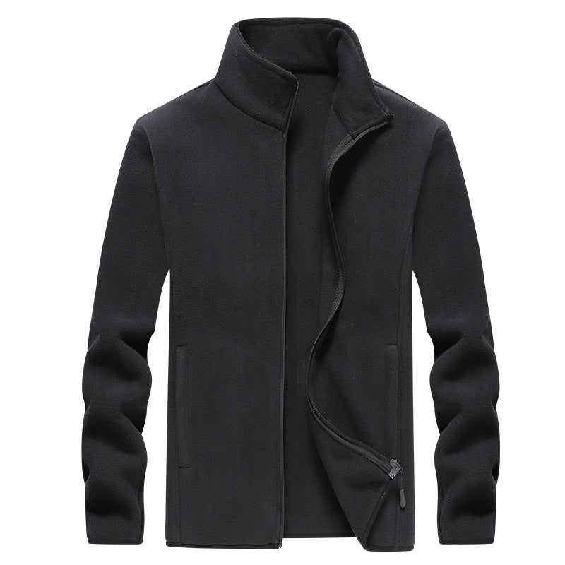 Men's fleece jacket with stand-up collar, full-length zipper & side pockets Mune Fashion