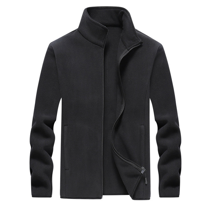 Men's fleece jacket with stand-up collar, full-length zipper & side pockets Mune Fashion