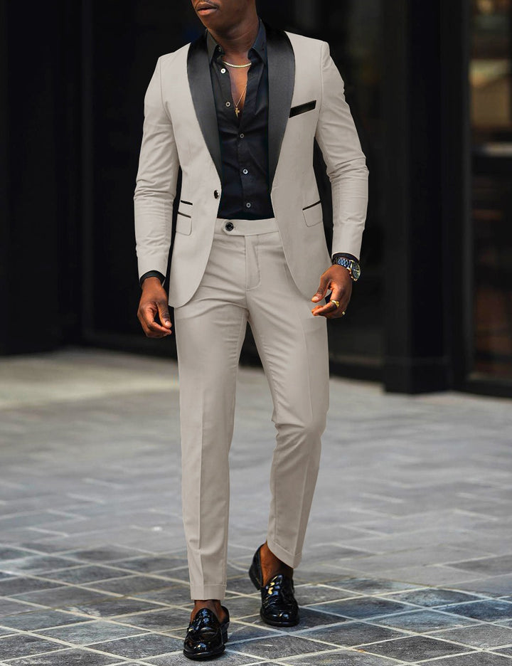 Men's narrow cut tuxedo with satin lapels and slim-fit trousers Mune Fashion