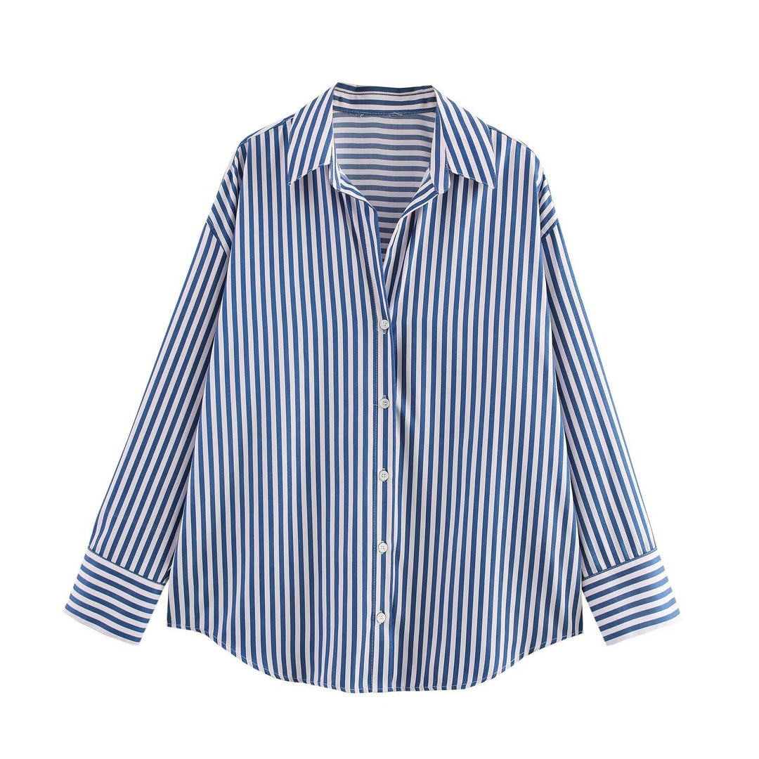 Women's Oversized Shirt Blouse with Dropped Shoulder and Classic Button Placket Mune Fashion