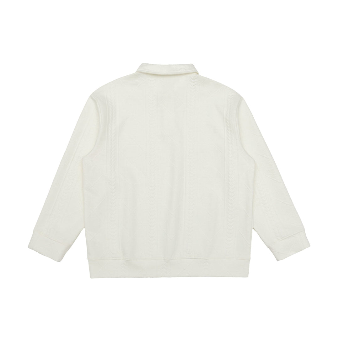 Unisex Structured Polo Sweater with Shirt Collar and Cable Knit Pattern Mune Fashion