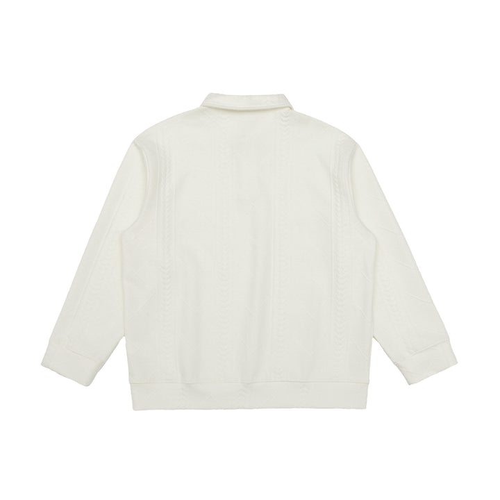 Unisex Structured Polo Sweater with Shirt Collar and Cable Knit Pattern Mune Fashion